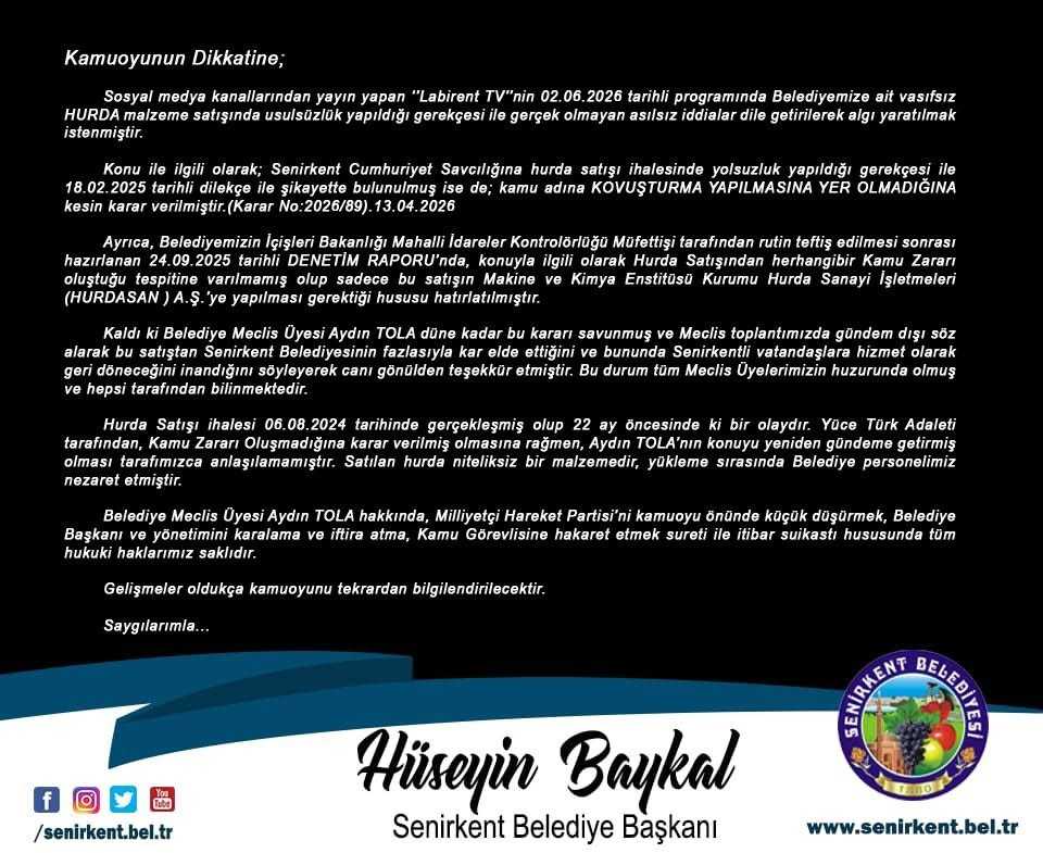 KAMUOYUNUN DİKKATİNE